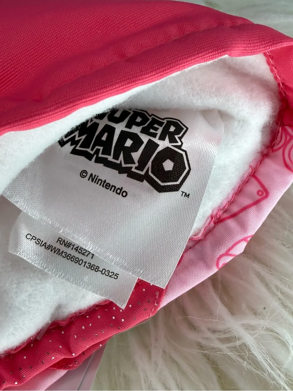 NWT Kids Pink Princess Peach Character Mittens with Star Accent Size S/M